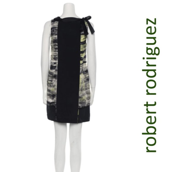 Robert Rodriguez Silk Jewel Embellished Color Block Shift Dress - Picture 4 of 5